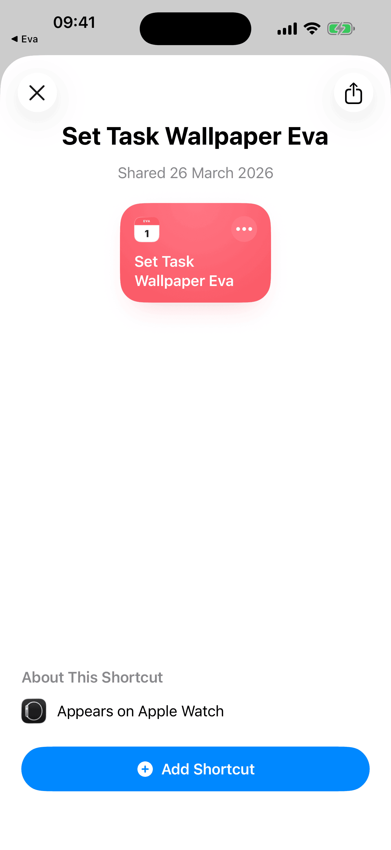 Set Task Wallpaper Eva Kurzbefehl in der iOS-Kurzbefehle-App